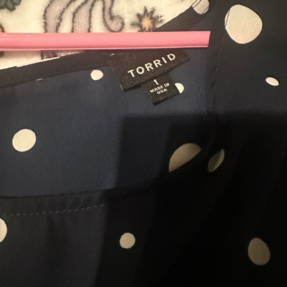 Torrid Dark Blue Top with White Dots - Picture 3 of 5